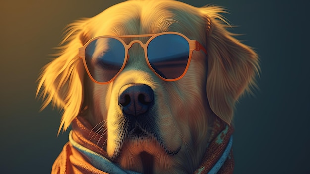 Golden retriever stylish digital art illustration Generative AI