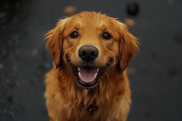 Photo golden retriever with happy expression photo