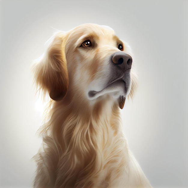 Golden Retrieverportrait Realistic illustration of dog isolated on white background Dog breeds