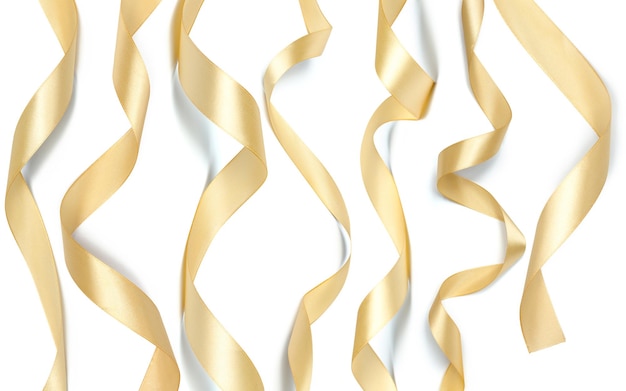 Golden ribbon collection isolated on white