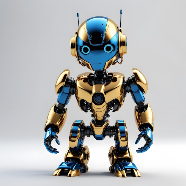 Golden Robot with Blue Head