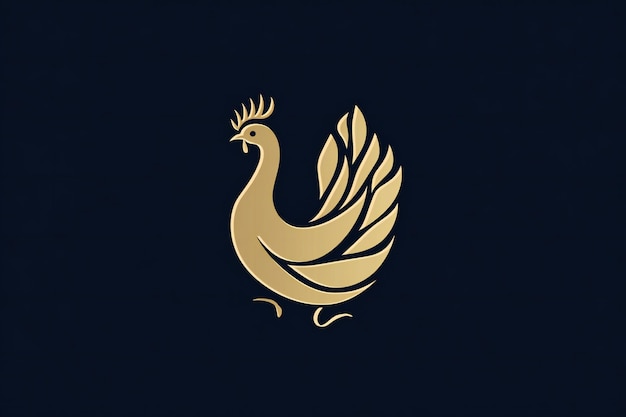 Photo a golden rooster on a blue background with a gold design