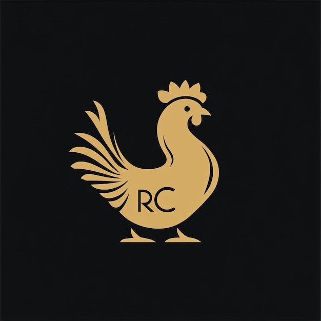 Photo golden rooster logo vector illustration on black background rooster symbol