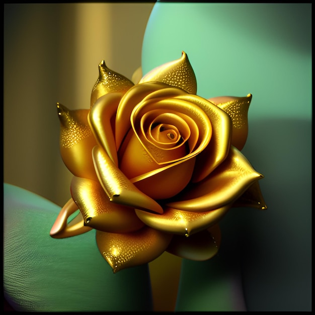 golden rose flower illustration close up generative AI