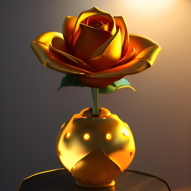 golden rose flower illustration close up generative AI