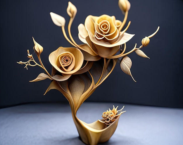 golden rose flowers 3 d illustration