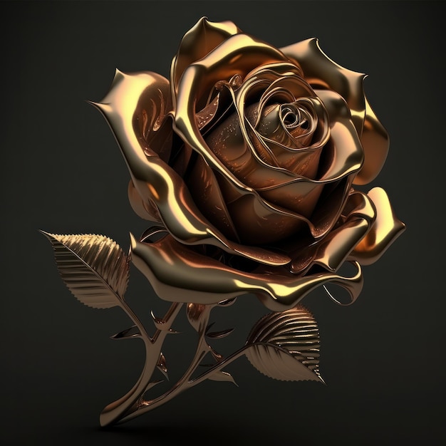 Golden Rose Flowers On Black Backdrop And Blank Space Generative AI