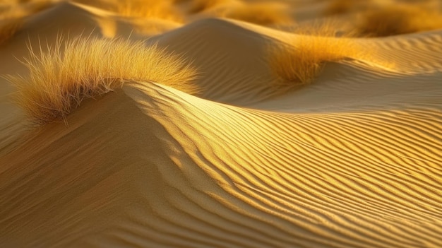 Photo golden sand dunes with grass illustration