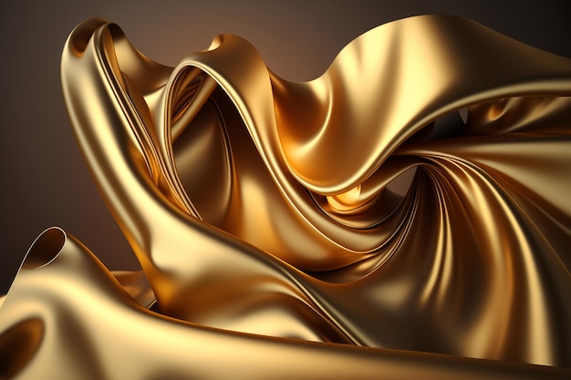 Golden satin fabric Generative AI Abstract background