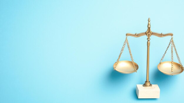 Photo golden scales of justice on blue background