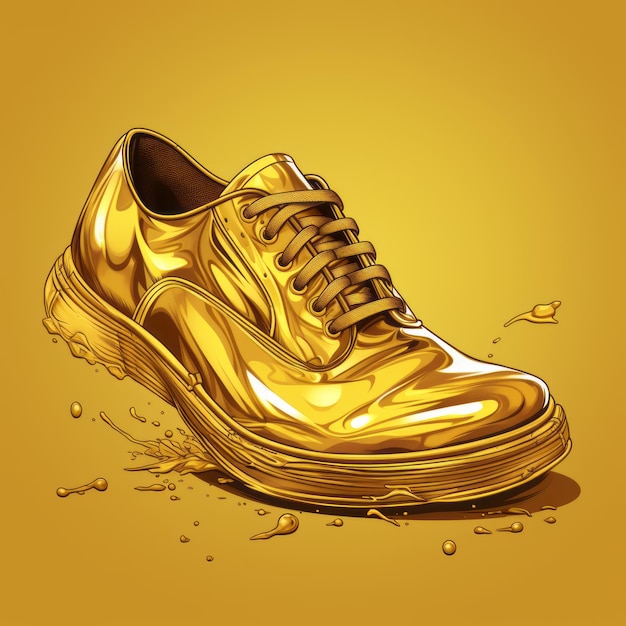 Photo golden shoes illustration on chromepunk background