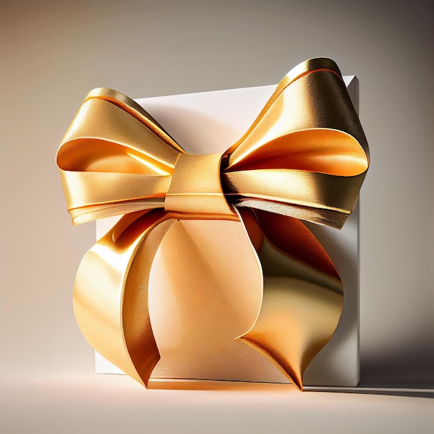 Golden silk bow on white background Illustration Generative AI