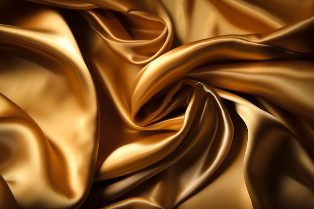 A golden silk fabric that is draped in a circle.