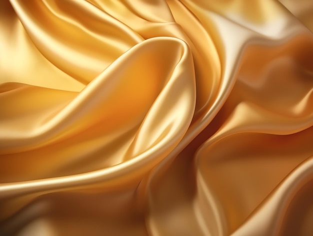 A golden silk fabric that is draped in a corner.