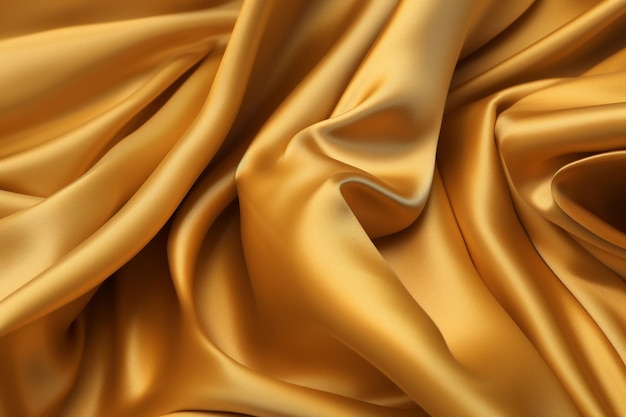 A golden silk fabric that is draped in a corner.