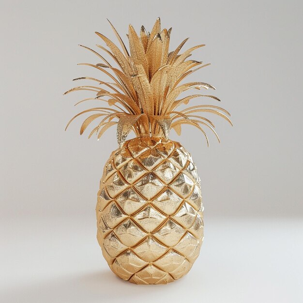 Photo golden skin pineapple against a bright white background