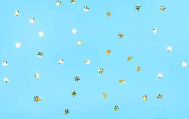 Golden snowflakes on a blue background The perfect backdrop for your presentation Christmas concept