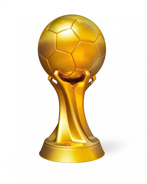 Golden soccer ball award prize isolated