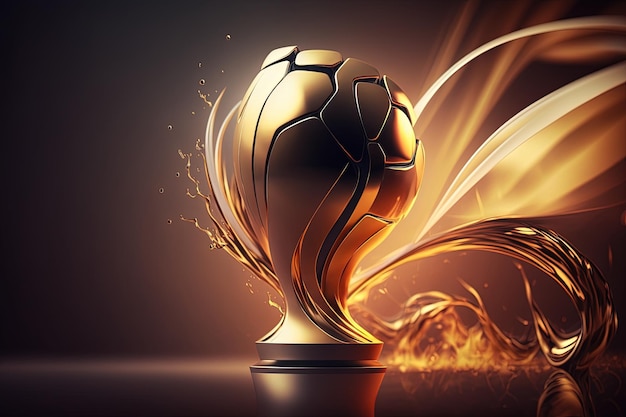 A golden soccer ball on top of a trophy generative AI