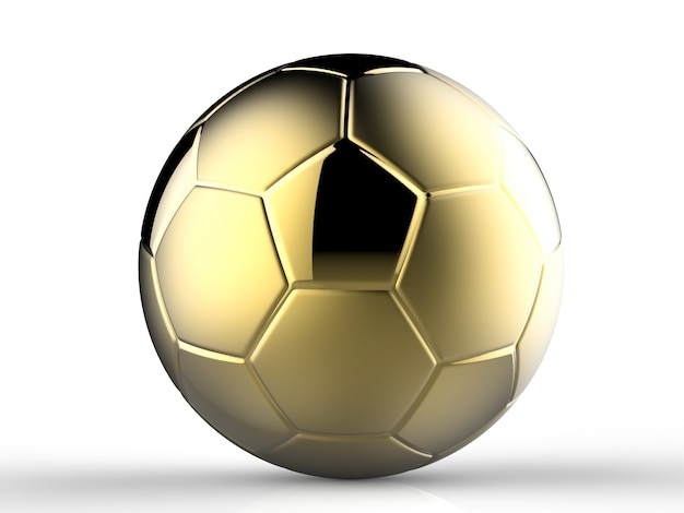 golden soccer ball on white background