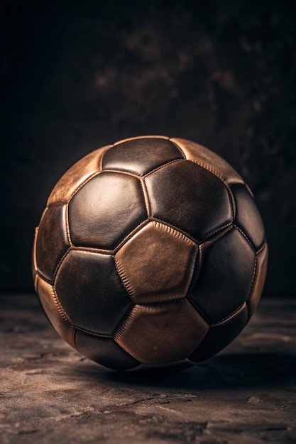 a golden soccer ball with a black background