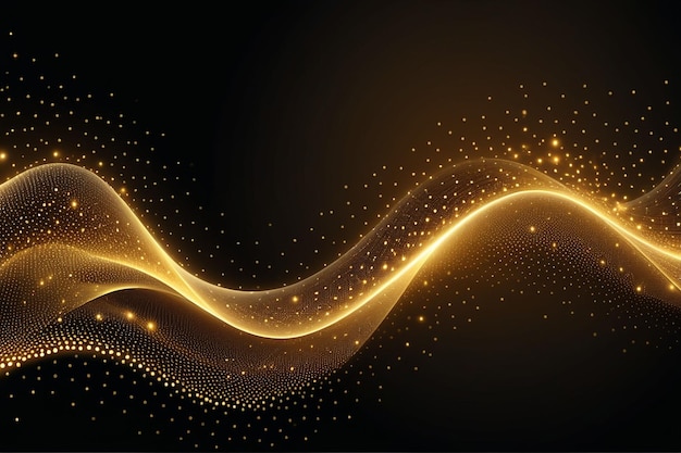 Photo golden sound waves abstract background horizontal composition