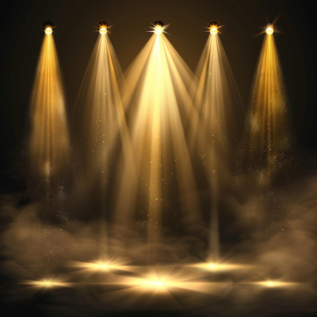 Photo golden spotlights on stage