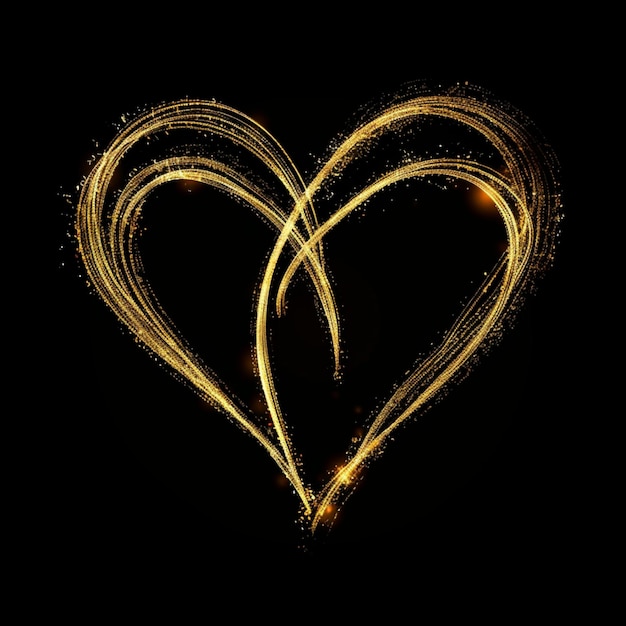 Photo a golden squiggled love heart design