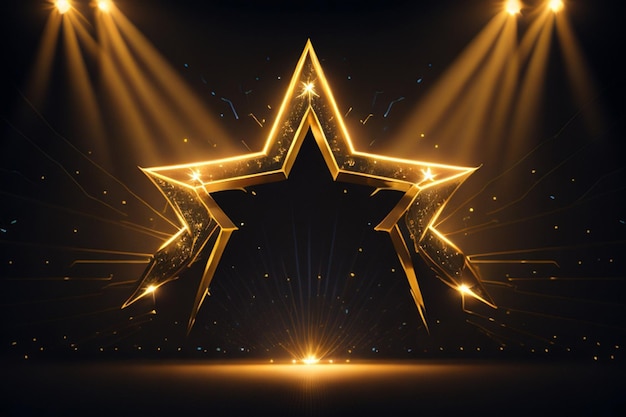 Golden star shape stage with lights effect