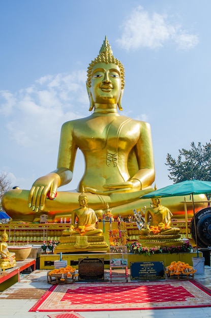 Golden statue of the Big Buddha in the temple in Pattaya Thailand Buddha Purnima Buddha's Birthday