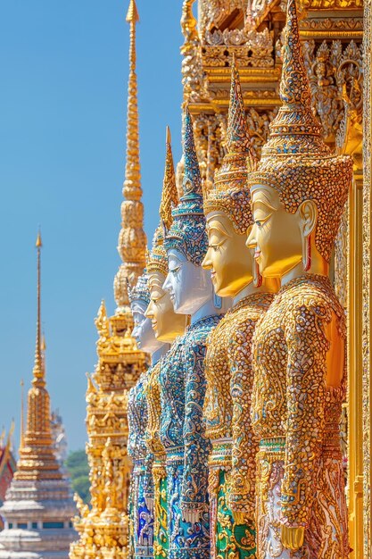 Photo golden statues at grand palace bangkok thailand