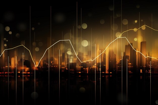 Golden stock market graph Finance investment and risk Business background