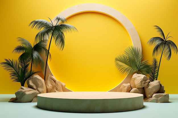 Golden Sun Oasis A Surreal Tropical Landscape