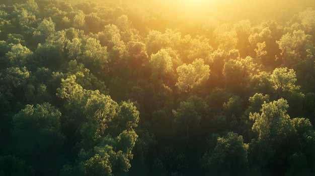 Golden Sunlight Filtering Through a Dense Forest