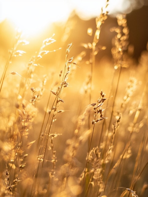 Golden Sunrise Over Serene Grass Field