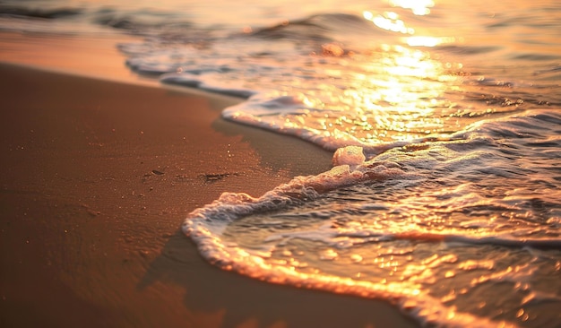 Golden sunset on a serene beach with gentle waves