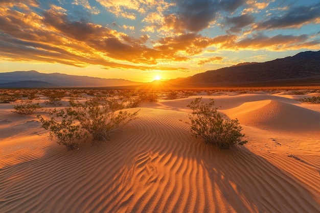 Golden Sunset Serenity in Desert Oasis