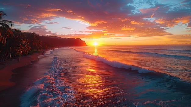 Golden Sunset Over a Tropical Beach