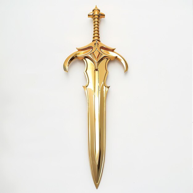 Photo golden sword on white background