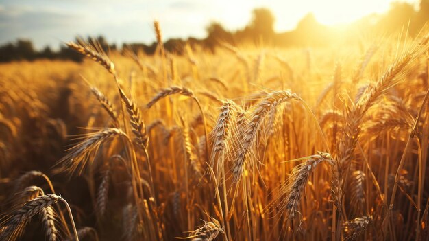 Golden Symphony A Mesmerizing Portrayal of Sunlit Wheat Fields Dancing With Natures Delight