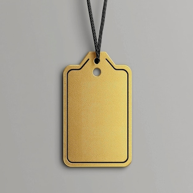 Photo golden tag with black string