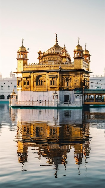 Golden temple in amritsar on white background