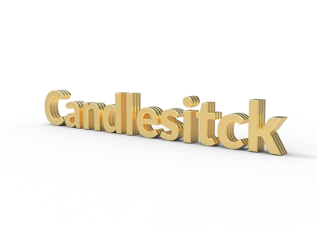 Golden Text Candlestick 3D render isolated