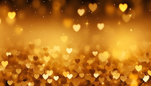 Golden tiny hearts sparkle