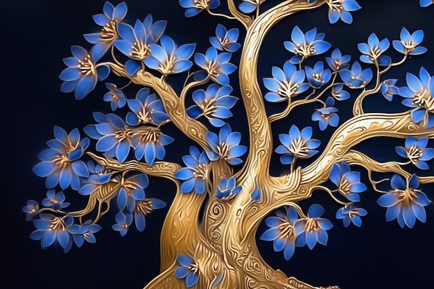 Golden Tree Walpaper Art Ai generative