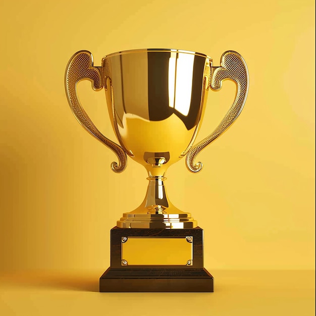 Golden Trophy Award with Copy Space for Text