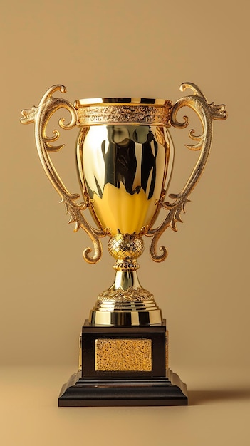 Golden Trophy Award with Copy Space for Text