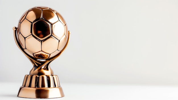 A golden trophy and black and white soccer ball symbolize the hard work and dedication required for