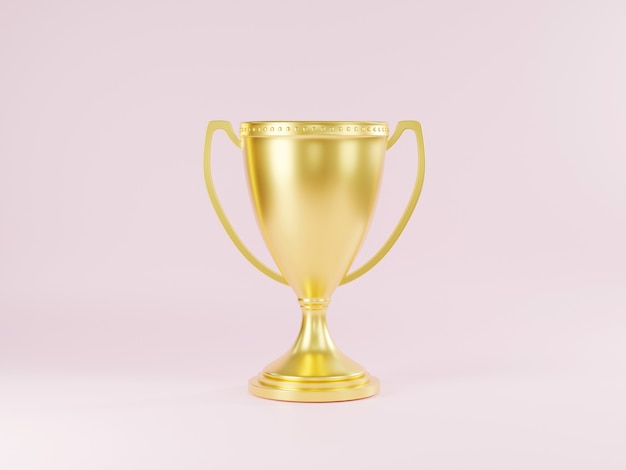 Golden trophy cup Champion trophy 3D rendering illustration