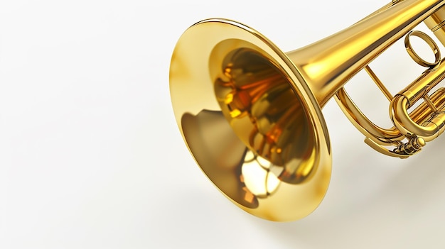 A golden trumpet isolated on a white background